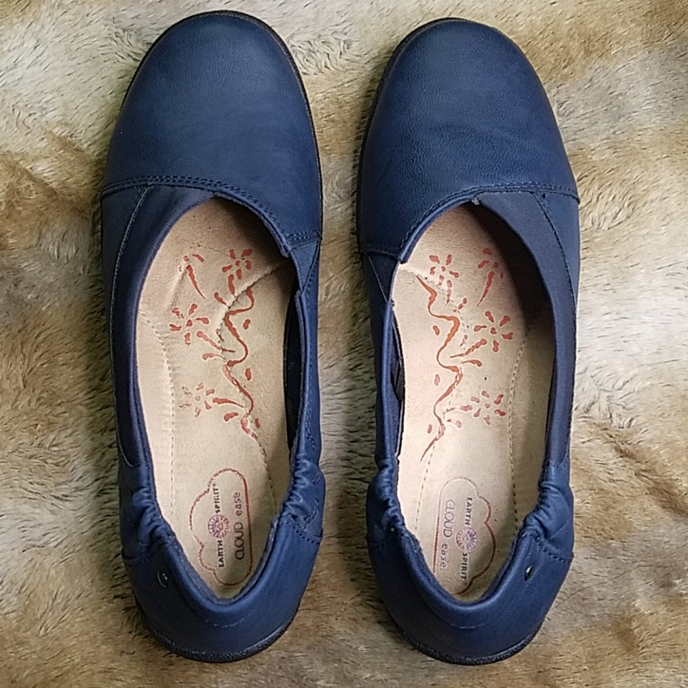 Earth Spirit Slip-on Navy Leathers Walking Shoes